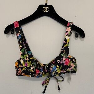 Victoria Secret Black Floral Butterfly Bikini Swim Top